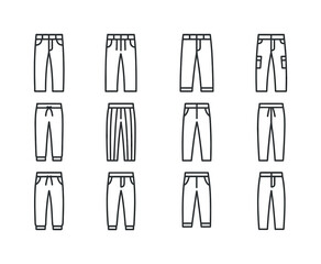 Casual Pants Icons. Casual Pants. Line icon set of Casual Pants: