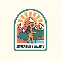 Explore graphic print design for apparel. Mounting summer adventure artwork for t shirt , sweatshirt, poster, sticker and others. Mountain camping art.