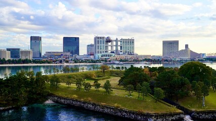 東京都台東区のレインボーブリッジから撮影したベイエリア