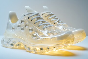 Futuristic transparent sneakers with integrated led lights