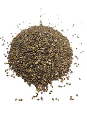 Pile of chia seeds isolated on transparent background