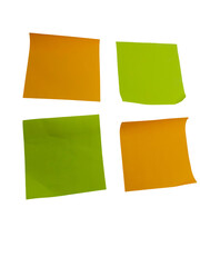 Four colorful sticky notes isolated on transparent background