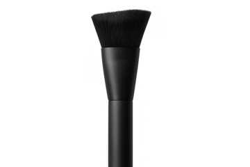 Black angled makeup brush for applying foundation, concealer, or contour, essential cosmetic tool for beauty routines