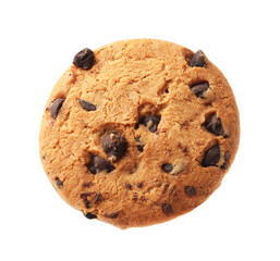 Delicious chocolate chip cookie isolated on white