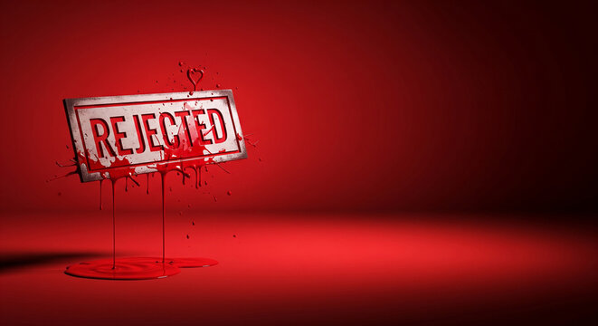 Red rejected stamp ink representing loan denial, credit refusal or tax audit failure.