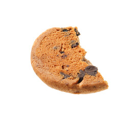 Piece of delicious chocolate chip cookie isolated on white