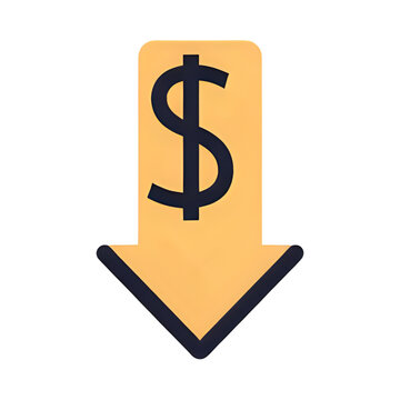 Dollar sign with a downward arrow indicating financial decrease or falling costs