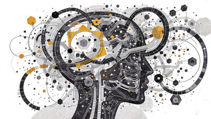 Illustration de l'intelligence, de la r&eacute;flexion et de la cr&eacute;ativit&eacute; humaine