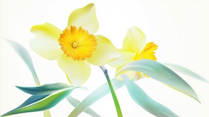 Watercolor style yellow daffodils