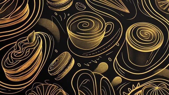 Video Close-up shot of intricate black and gold pattern