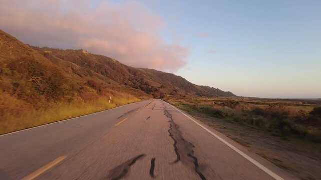 Big Sur Pacific Coast Highway Southbound 5 Big Creek Bridge to Cape San Martin 12 Front View MultiCam Driving Plate California USA