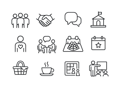 Community Interaction Icons. Community building and social inter