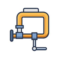 Flat icon illustration depicting a C-clamp, isolated on black