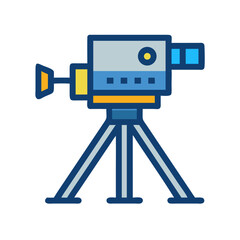 Fototapeta premium Vintage Camera Icon on Tripod with Flat Design Style