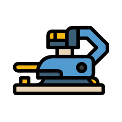 Abstract illustration of a blue and yellow construction stapler