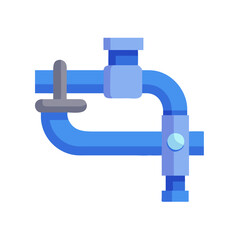Stylized blue plumbing fixture illustration on solid black background