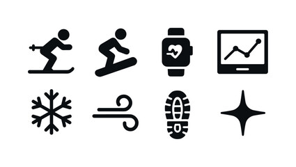 High-Tech Winter Sports Icons. High-tech winter sports. Filled icon set of high-tech winter sports: ski stance