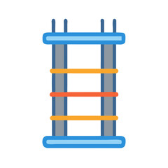 Cartoon ladder illustration against black backdrop with vibrant color
