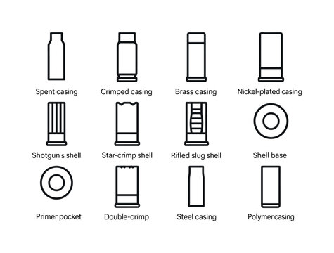 Casings Icon Set. Casings and Shells. Line icon set of Casings a
