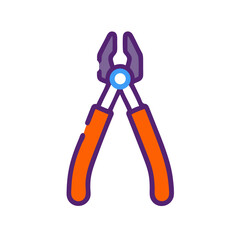 Flat vector illustration of pliers on a black background