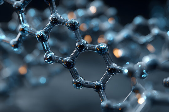 Abstract blue hexagonal carbon nanotube structure representing graphene material science technology