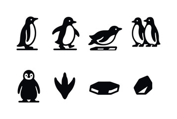 Obraz premium Nordic Winter Yoga Icons. Nordic-style winter outdoor yoga. Line outline icon set of Nordic-style winter
