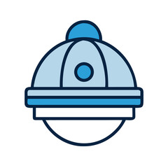 Blue Hat on Black Background Flat Design Illustration