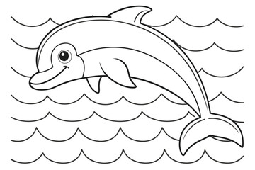 Obraz premium Cute animal outline for kids coloring page, simple black and white drawing for children's art activity