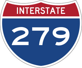 Interstate I-279 Shield USA Road Sign Editable Design Vector  © Griffin9678