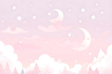 夢のようなかわいい空の背景イラスト