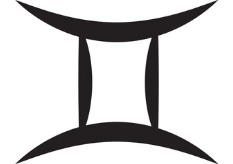 Black gemini symbol design element on transparent background silhouette