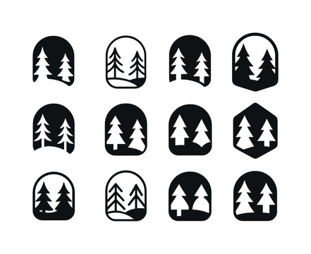 Glade Logo Variations. Glade. Icon set. Set Logo of glade: fores