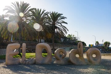 Malaga, Spain - August 06, 2024: Playa El Dedo Beach - Malaga, Andalusia, Spain. Playa El Dedo Beach Sign © nedomacki