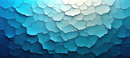 Cracked Paint Surface with Gradient Blue Shades and White Center