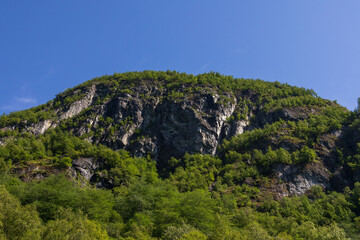 mountain landscape in Norway with blue sky