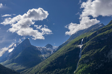 mountain landscape in Norway with blue sky