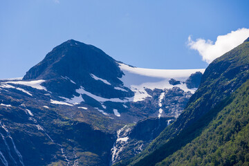 mountain landscape in Norway with blue sky