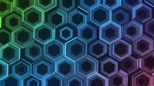 Geometric Hexagonal Pattern with Gradient Color Transition abstract . Seamless looping animation video background