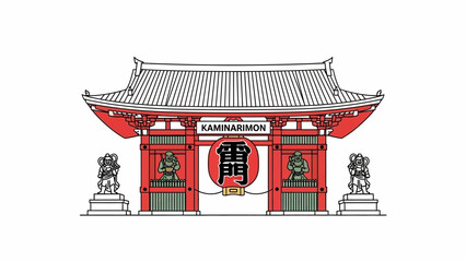 Kaminarimon Gate in Asakusa Tokyo Japan Traditional Japanese Architecture. © AlyaNaja
