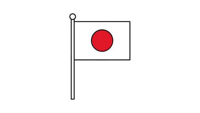 Japanese Flag Icon Simple Minimalist Design Illustration.