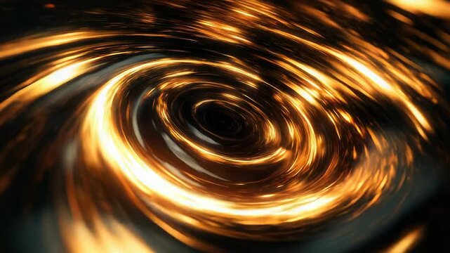 Abstract golden light swirling into a black singularity
