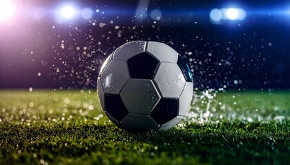 Naklejka premium soccer ball on grass