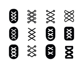 Shoe Lace Logos. shoe lace. Icon set. Set Logo of shoe lace: cla