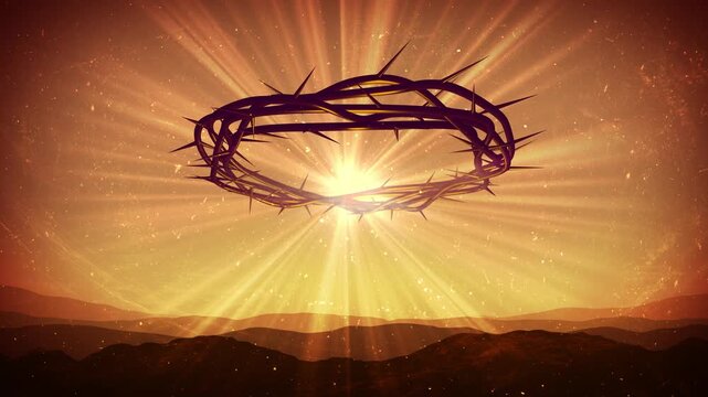 Worship Background with Crown of Thorns and Light Rays 4K