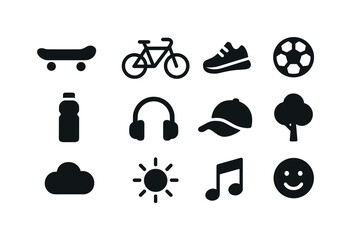 Active Youth Icons. Active Youth. Solid icon set of Active Youth