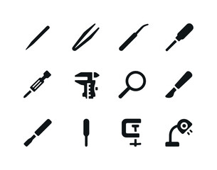 Obraz premium Precision Tools Icons. Precision tools. Solid icon set of precis