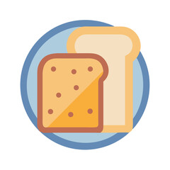 Toasted bread slices on a plate simple food illustration