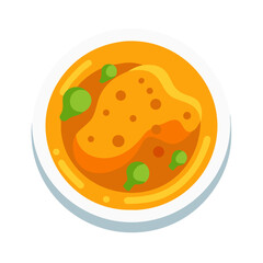 Top-down vector illustration of soup bowl on white background