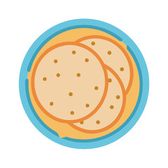 Fototapeta premium Simple Illustration of pancakes in a dish, aerial view