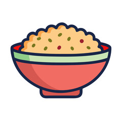 Stylized bowl of rice graphic with modern flat design